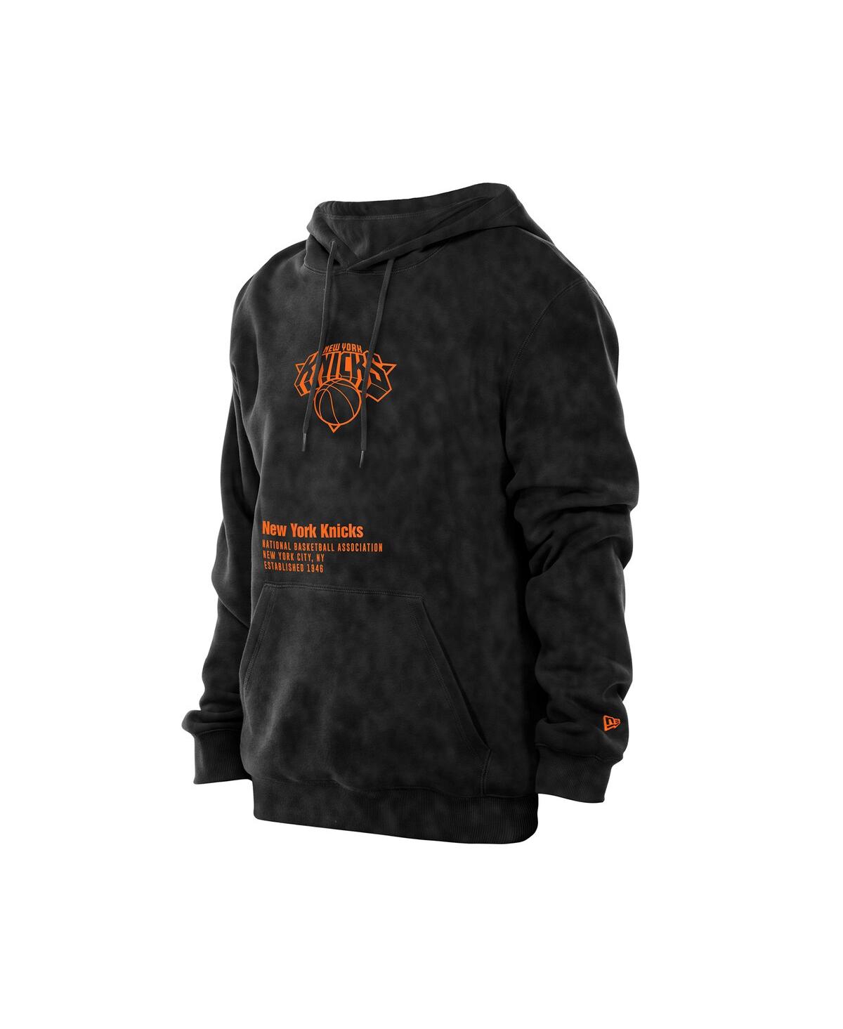 New Era Men's Black New York Knicks Sport Night Mineral Wash Pullover Hoodie In Black