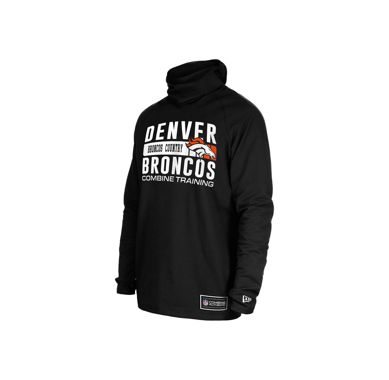 Men's Black Denver Broncos Functional Fandom Balaclava Helmet Stripe Tri-Blend Hoodie