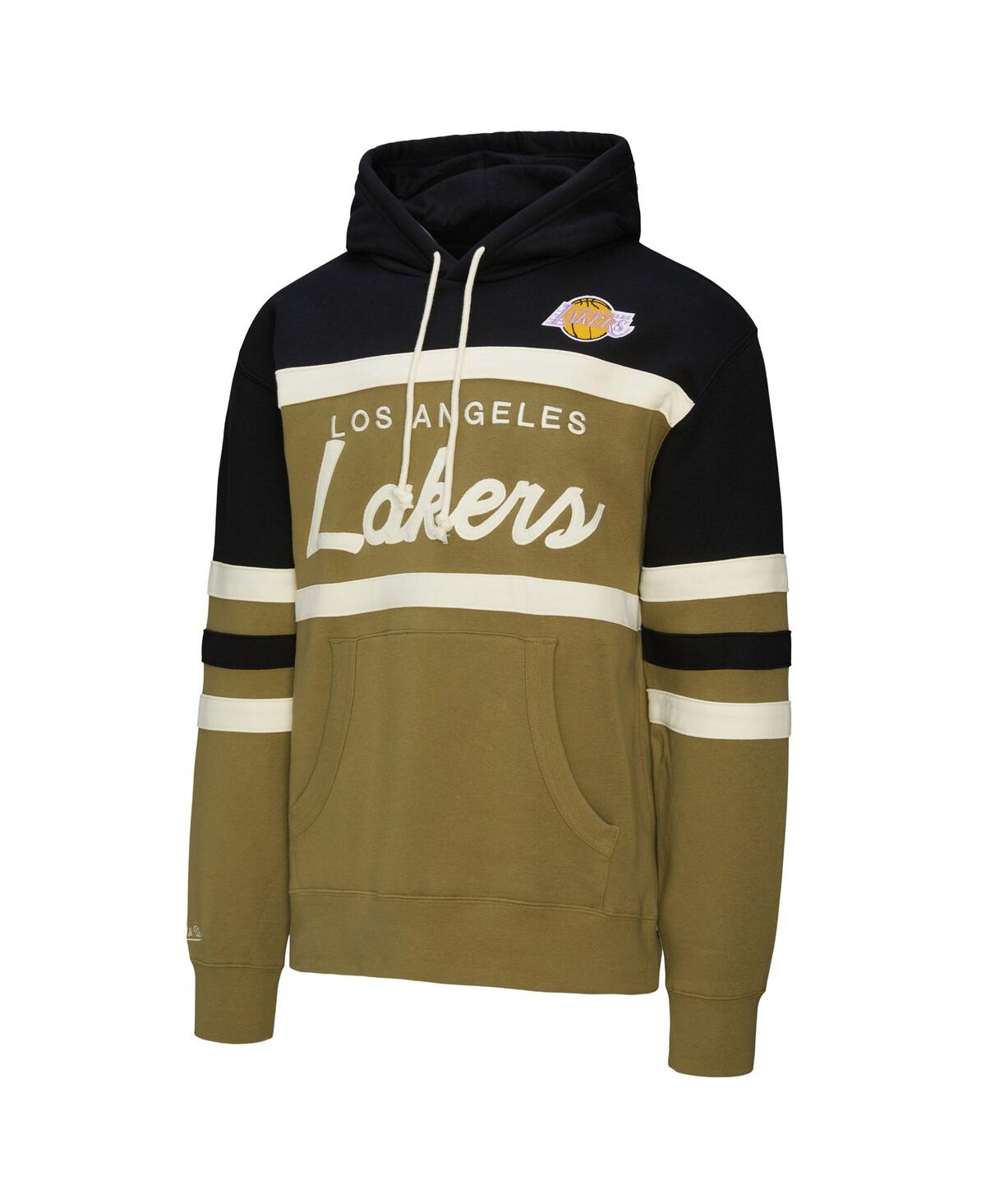 Mitchell & Ness Men's Olive/black Los Angeles Lakers Double Clutch Head Coach Hoodie In Metallic