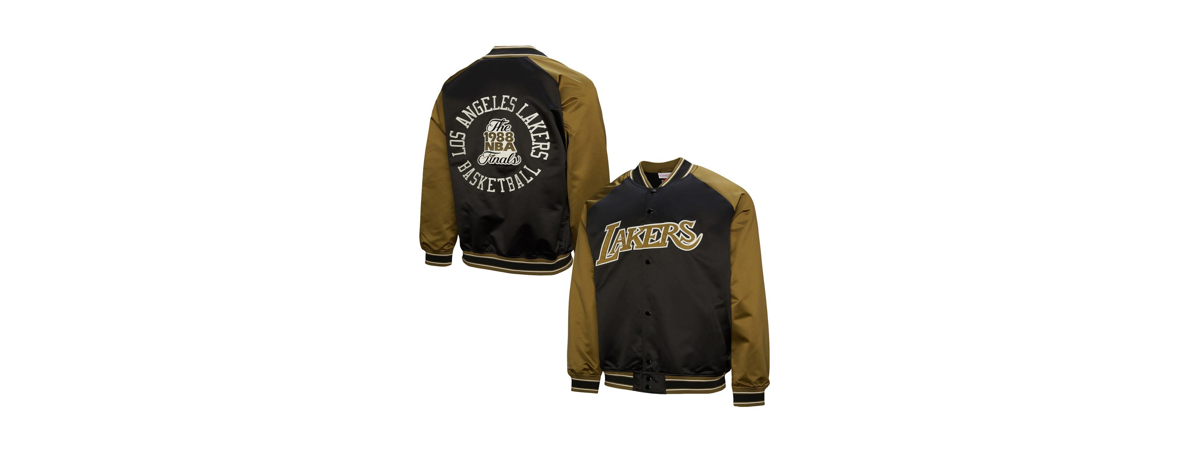 Mitchell & Ness Men's Olive/Black Los Angeles Lakers Clutch Satin Raglan Full-Snap Jacket