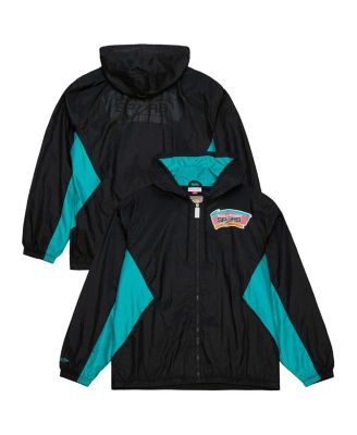 Mitchell & Ness - Men's Black San Antonio Spurs Playmaker Full-Zip Windbreaker Jacket