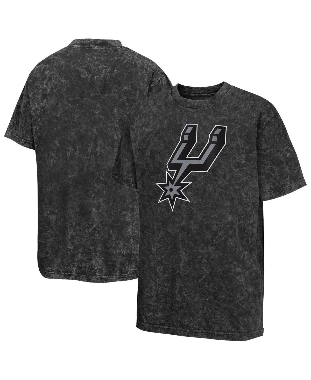 Outerstuff Big Boys And Girls Black San Antonio Spurs Rugged Defense T-shirt In Gray