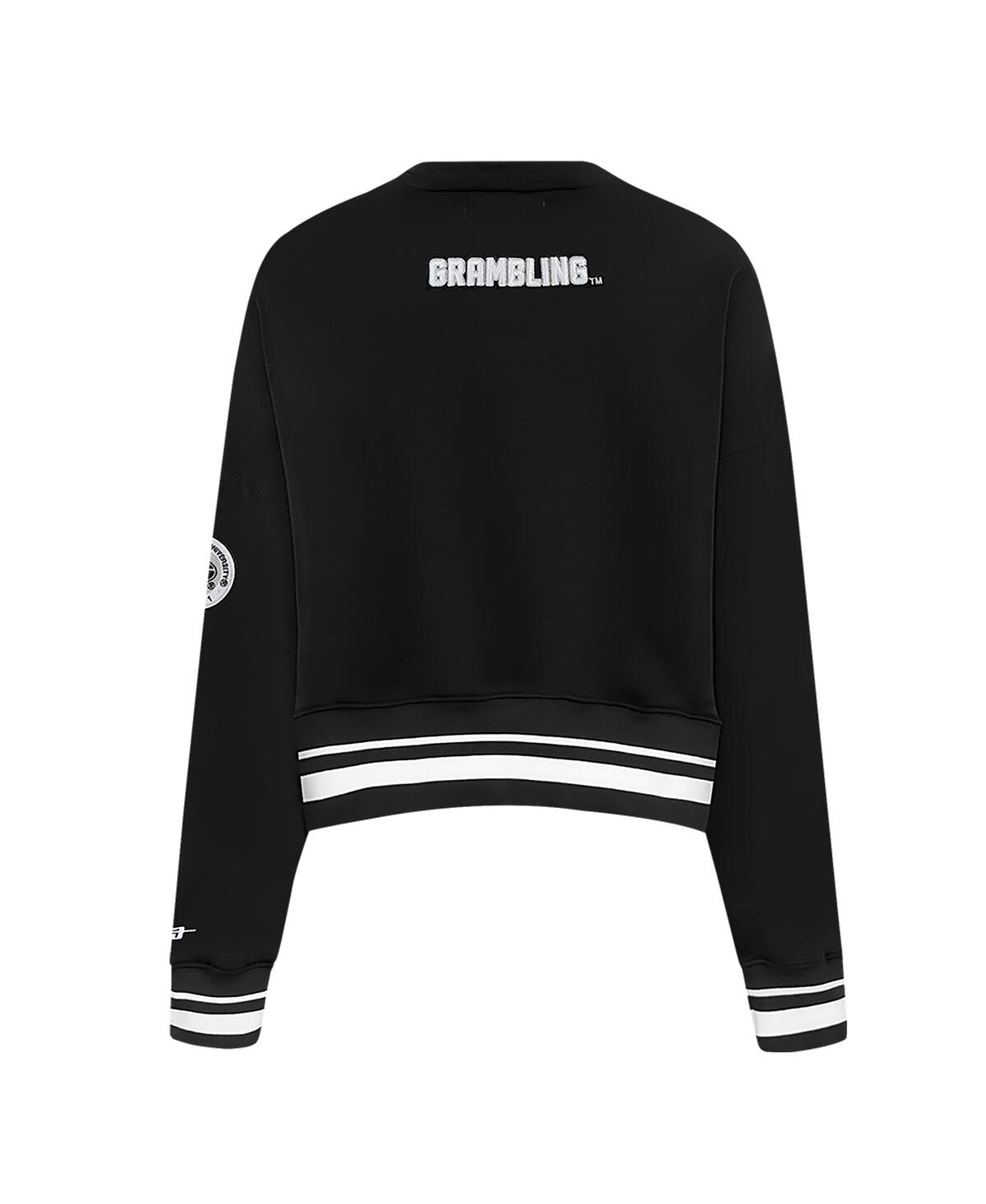 Pro Standard Women's Black Grambling Tigers Cultivated-pearl Cropped Pullover Sweatshirt In Black