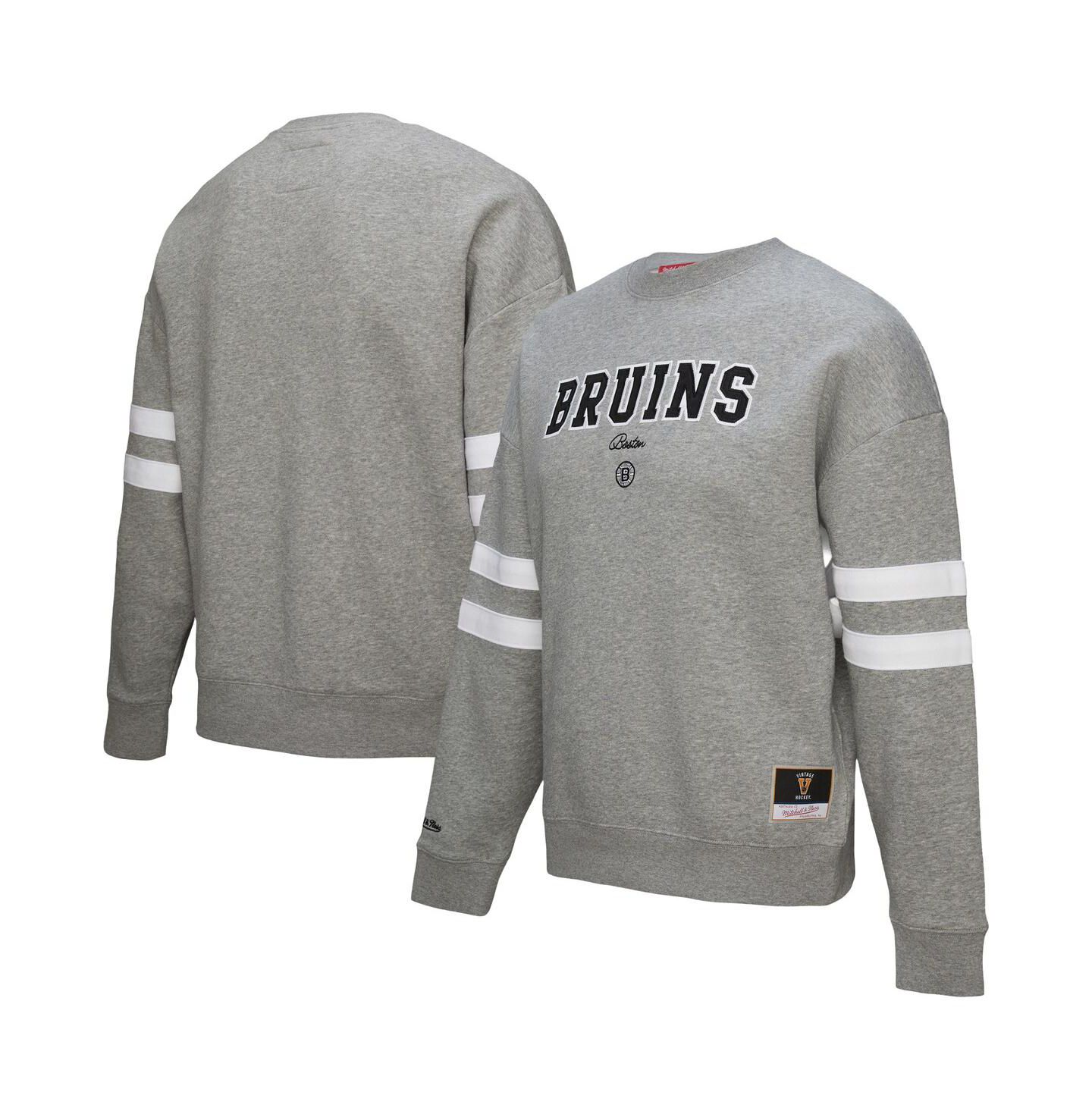 Женская толстовка Mitchell & Ness Heather Gray Boston Bruins Logo Lightweight Pullover — фото 1