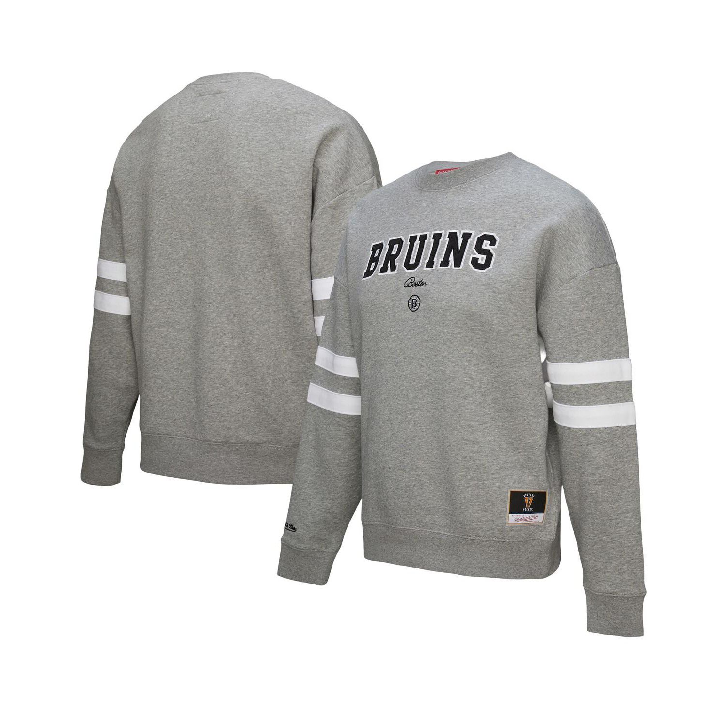 Women's Heather Gray Boston Bruins Logo Lightweight Pullover Sweatshirt