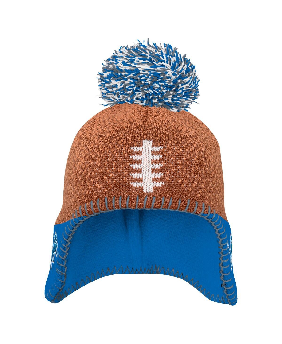 Outerstuff Preschool Brown Detroit Lions Football Head with Pom Knit Hat