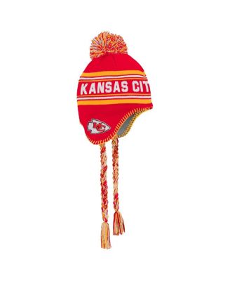 Outerstuff - Big Boys and Girls Red Kansas City Chiefs Jacquard Tassel with Pom Knit Hat