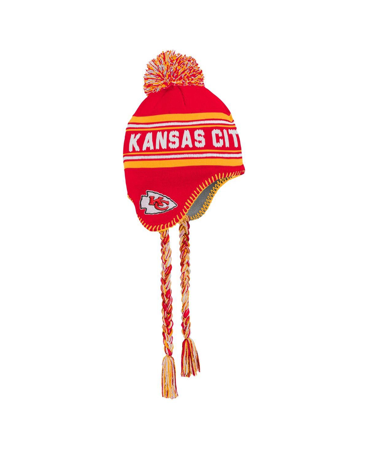Outerstuff Big Boys And Girls Red Kansas City Chiefs Jacquard Tassel With Pom Knit Hat In Red