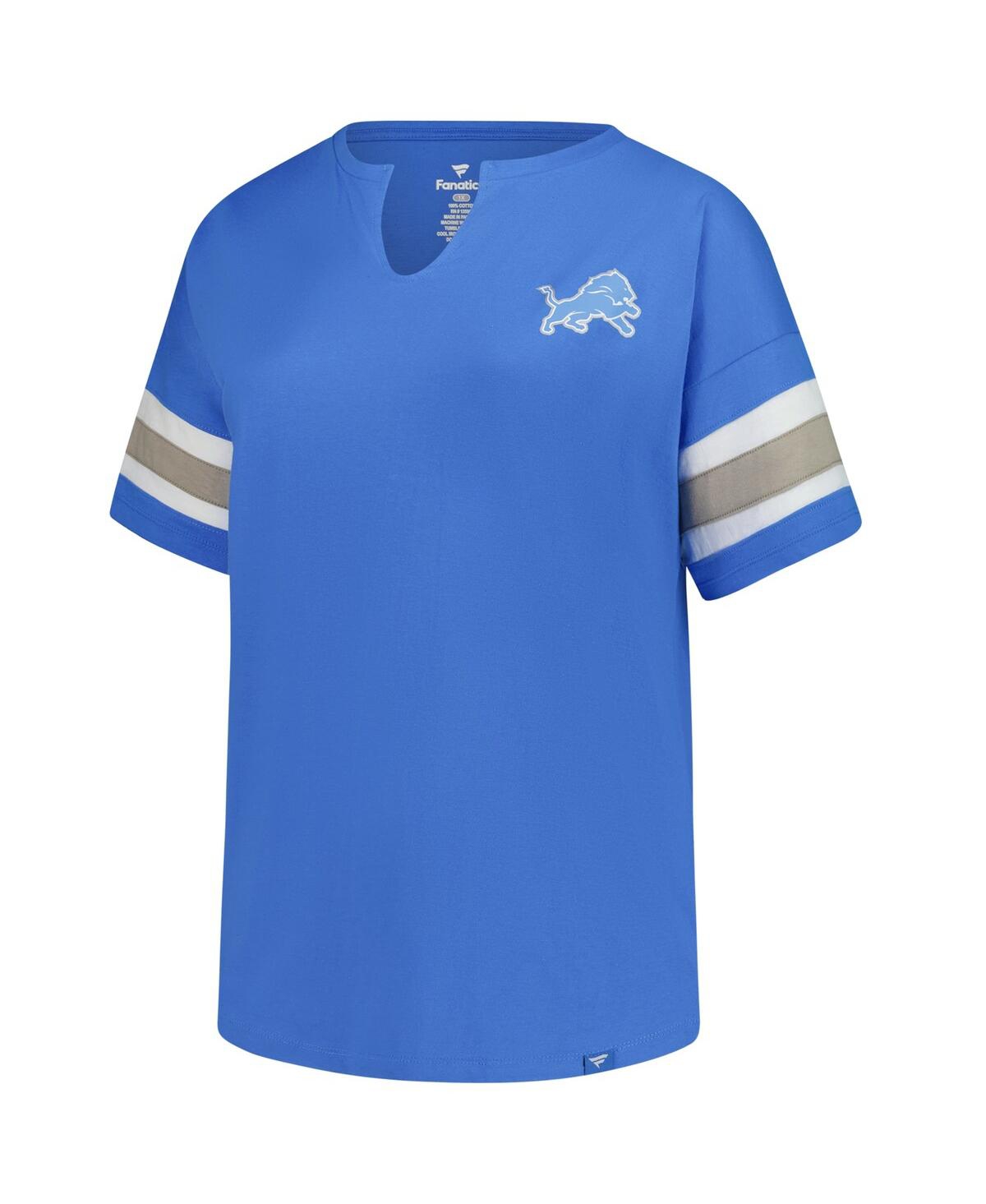 Fanatics Women's Blue Detroit Lions Plus Size Redzone Notch Neck T-shirt In Blue