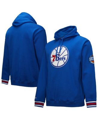 Men's Royal Philadelphia 76ers Chainstitch Applique Vintage Heavyweight Pullover Hoodie