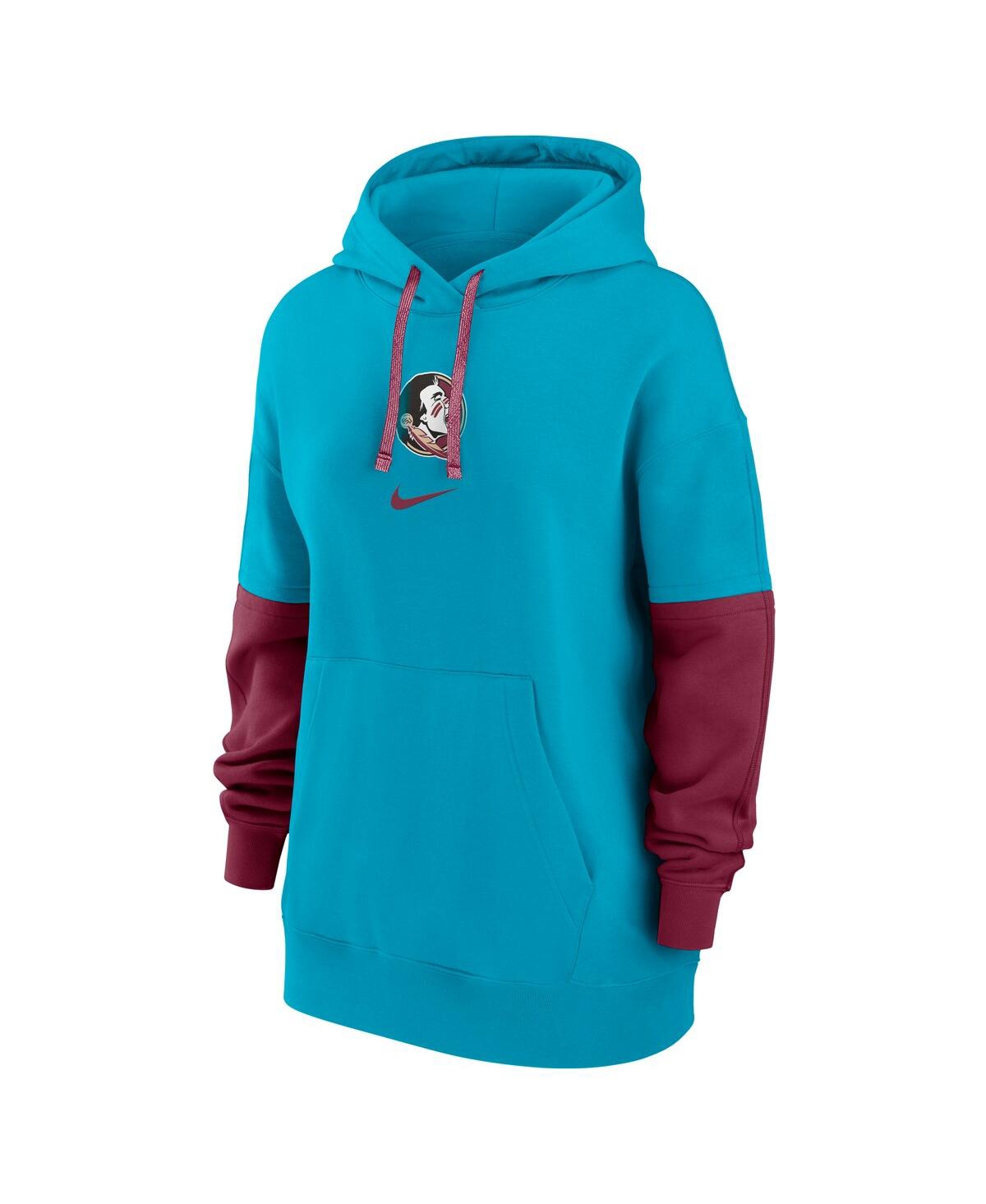 Nike Women's Turquoise Florida State Seminoles Oversized Essential Fleece Hoodie In Blue