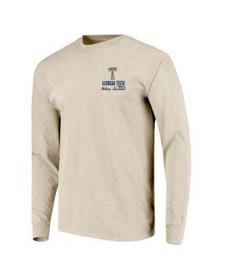Men's Natural Georgia Tech Yellow Jackets Comfort Colors Mascot Overlay Long Sleeve T-Shirt