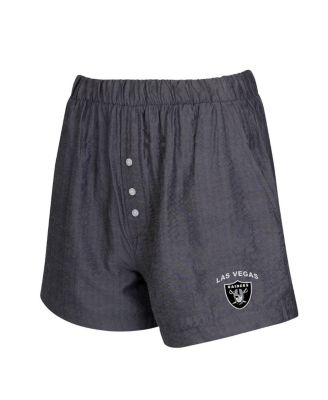Women's 2-Pack Charcoal Las Vegas Raiders Stripes and Solids Boxer Shorts Set