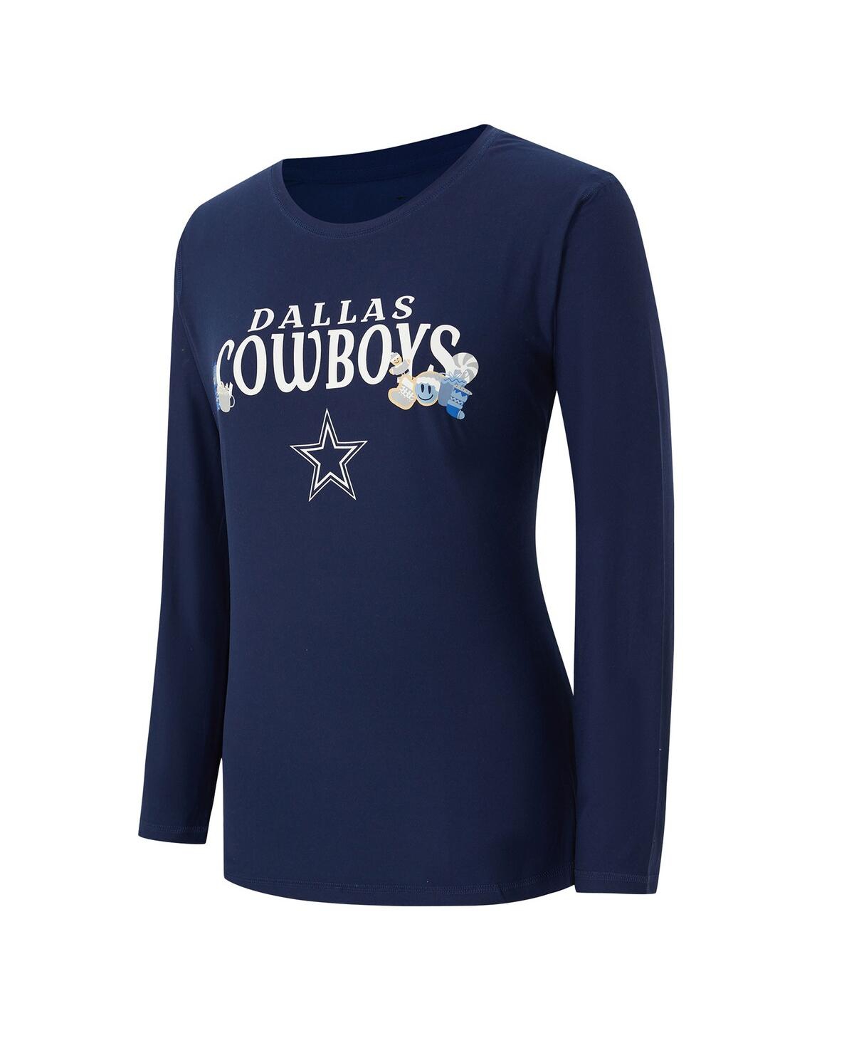 Concepts Sport Women's 2-piece College Navy Dallas Cowboys Chestnut Long Sleeve T-shirt And Pants Sleep Set In Blue