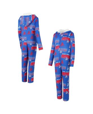 Concepts Sport - Women's Royal New England Patriots Roadway Allover Print Microfleece Full-Zip Union Suit