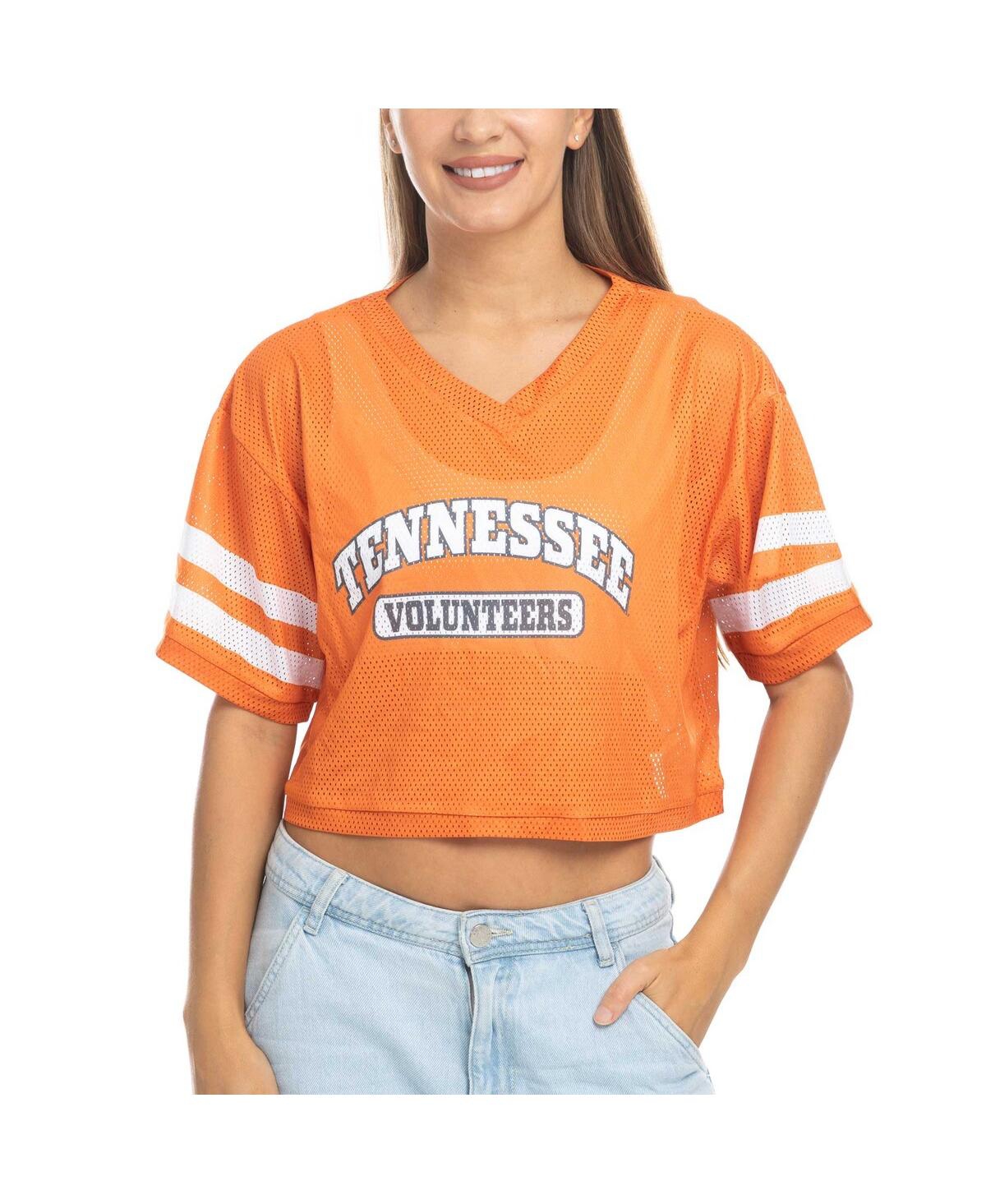 Zoozatz Women's Tennessee Orange Tennessee Volunteers Mesh Cropped V-neck T-shirt In Orange