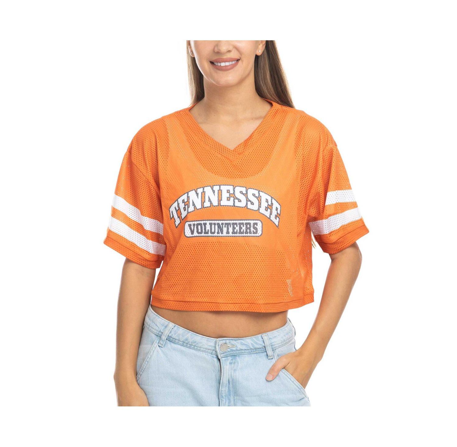Women's Tennessee Orange Tennessee Volunteers Mesh Cropped V-Neck T-Shirt