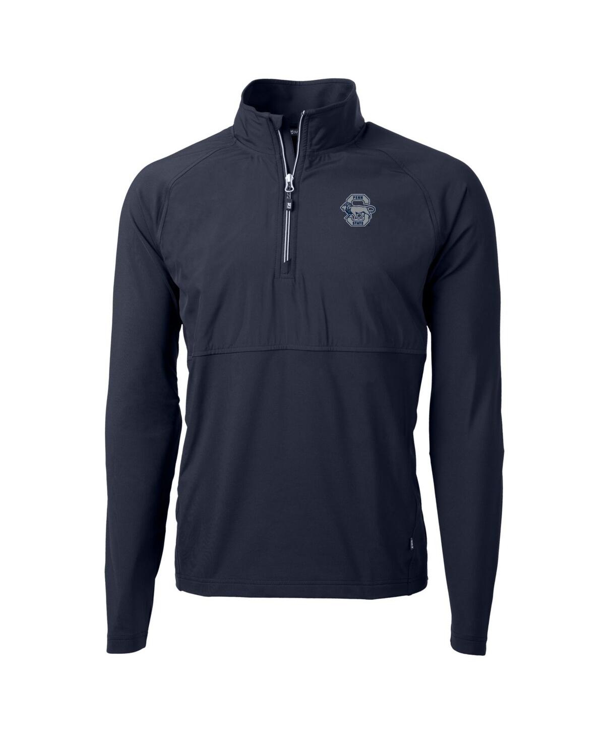 Cutter & Buck Men's Navy Penn State Nittany Lions Adapt Eco Knit Hybrid Full-zip Logo Jacket In Blue