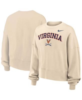 Nike - Women's Natural Virginia Cavaliers Phoenix Fleece Oversized Cropped Sweatshirt