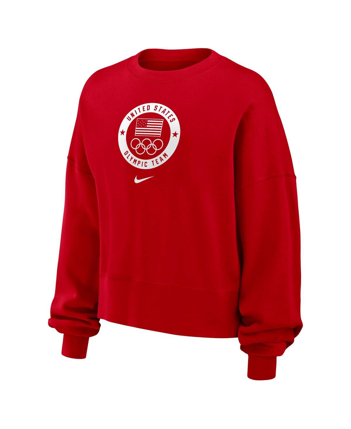 Nike Women's Red Team Usa Oversized Phoenix Pullover Sweatshirt In Red