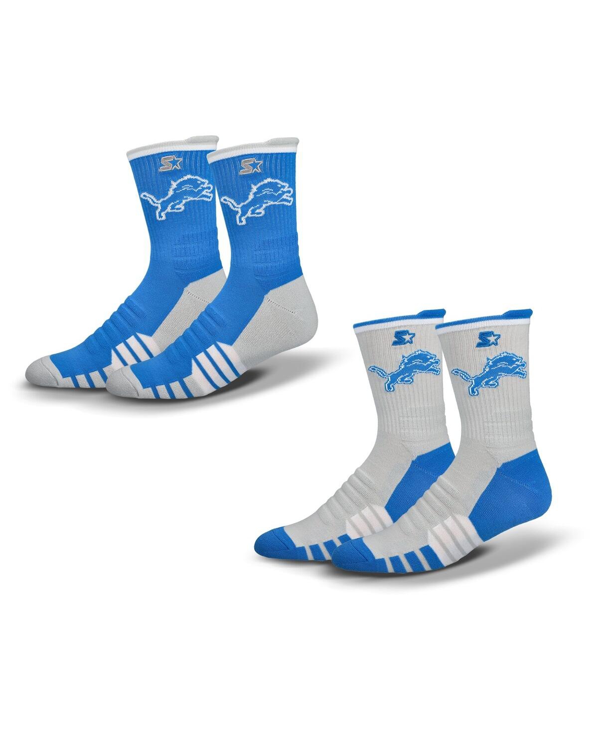 Starter Men's And Women's 2-pack Blue/silver Detroit Lions Breakaway Crew Sock