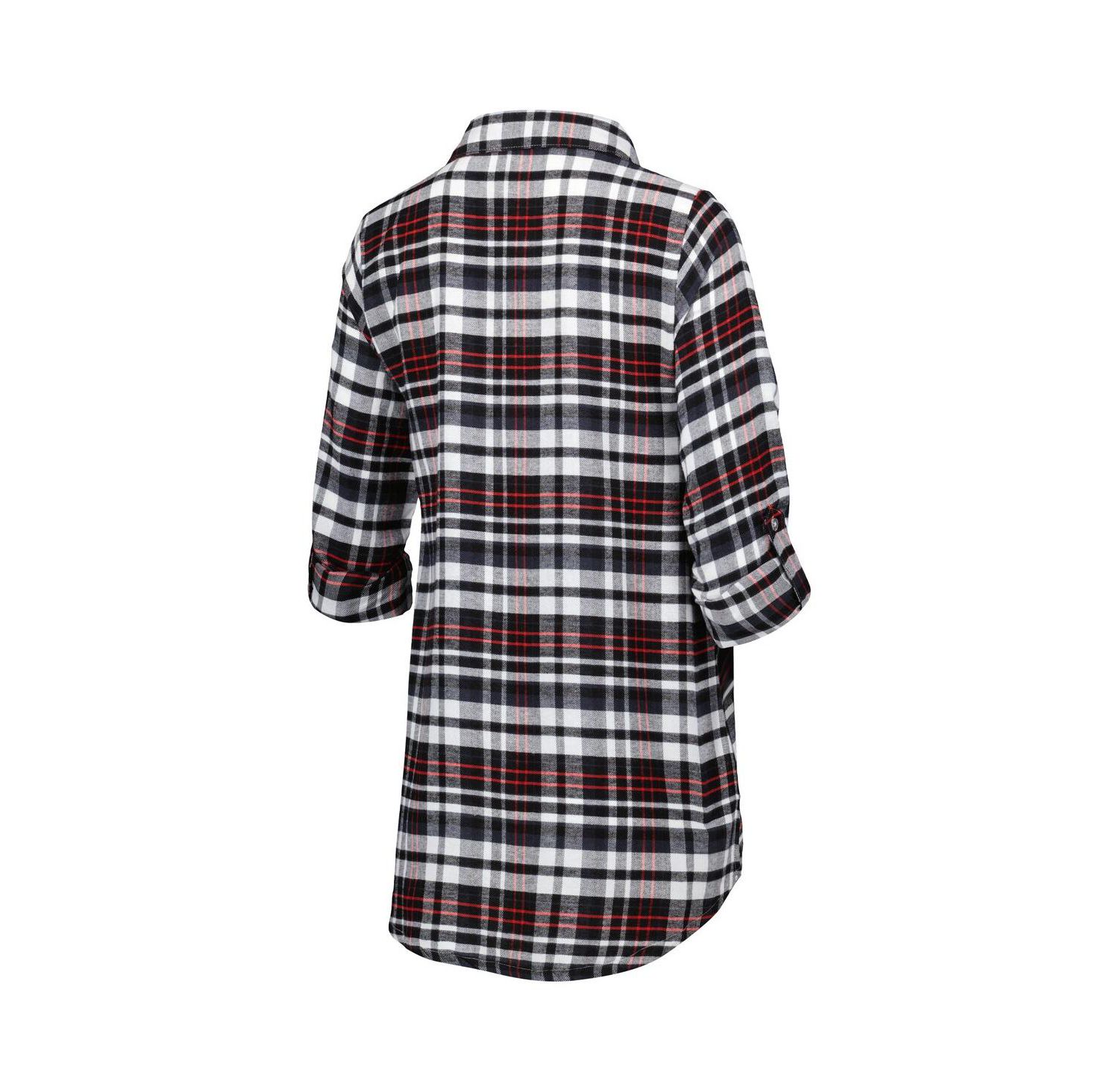 Women's Black/Cardinal Arizona Cardinals Mainstay Plaid Full-Button Long Sleeve Nightshirt