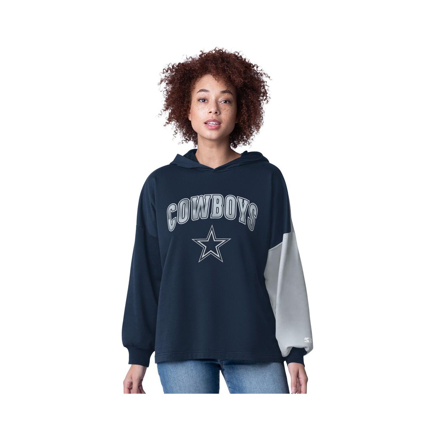Women's Navy Dallas Cowboys Power Move Long Sleeve Pullover Hoodie