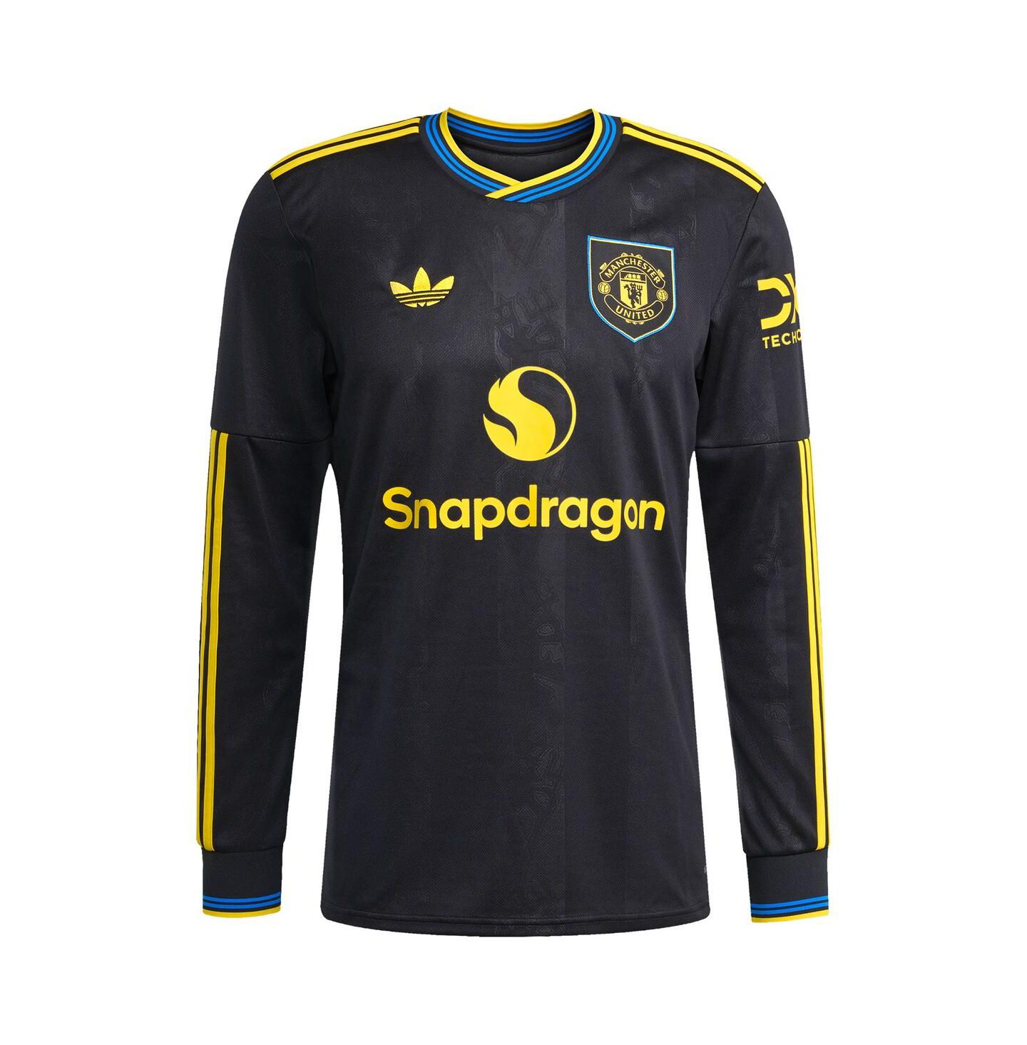 Мужской топ adidas Kobbie Mainoo Black Manchester United 2025/26 Third Replica Long Sleeve Player Jersey — фото 3