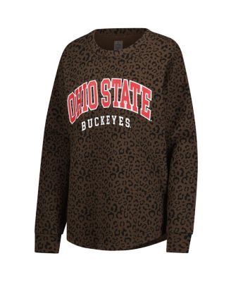 Women's Brown Ohio State Buckeyes Leopard Oversized Sweatshirt