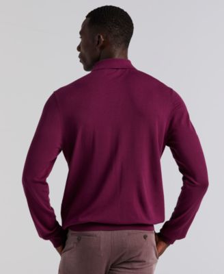 Men's Textured Front Polo Sweater