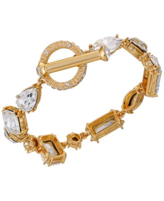 GUESS - Epoxy Glass Stone Silver and Gold-Tone Toggle Bracelet