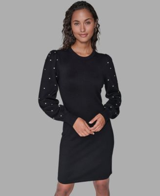 KARL LAGERFELD PARIS - Women's Embellished Crew Neck Sweater Dress