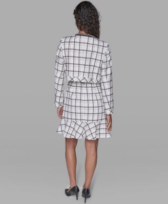 Women's Metallic Glen Plaid Tweed Jacket