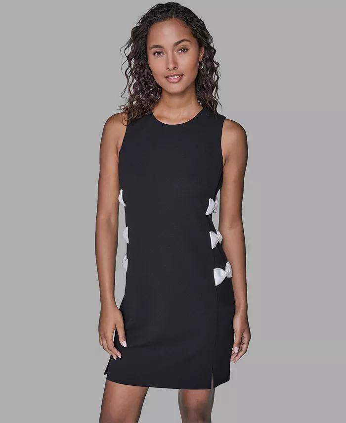 Women's Bow Detail Crew Neck Sheath Dress