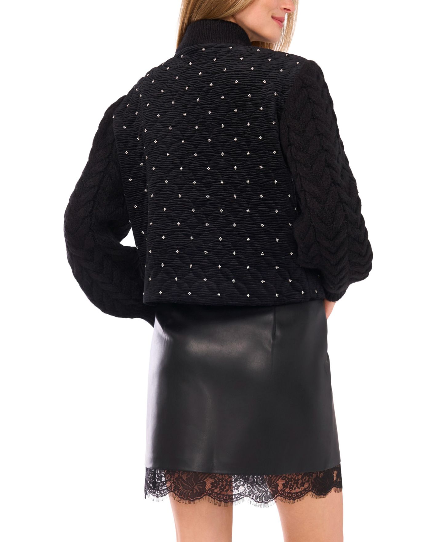 Женская куртка Vince Camuto Quilted Velvet Long Sleeve, цвет: Насыщенный чёрный — фото 2