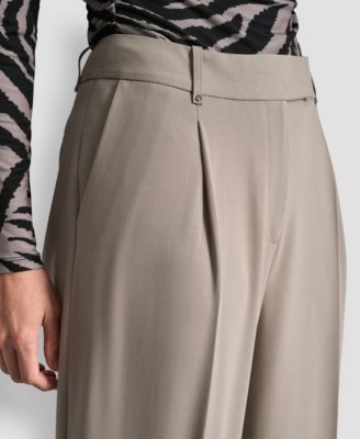 Women's Pintuck Wide Leg Mid Rise Trousers