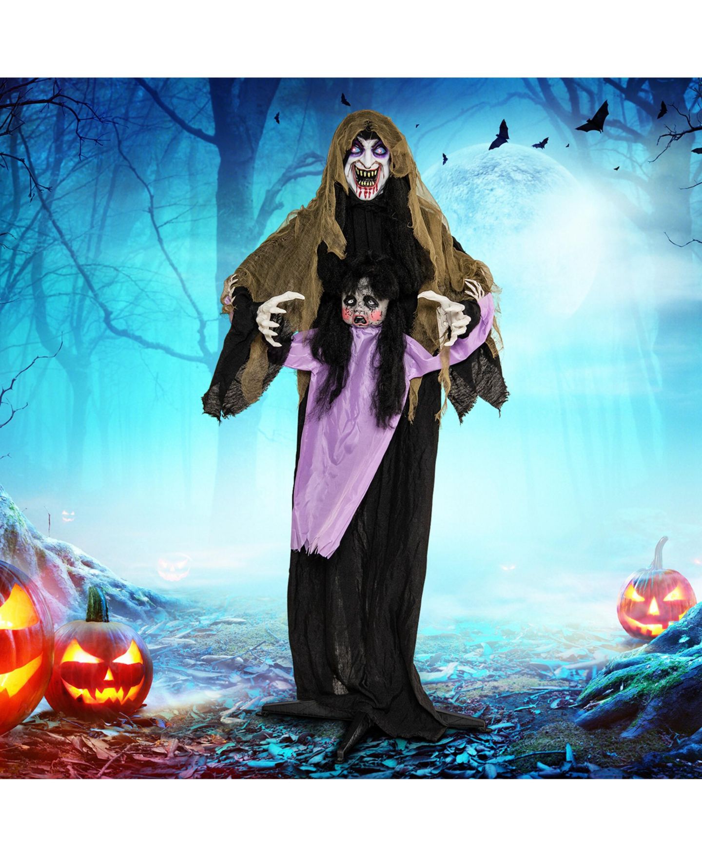 Детская игрушка Costway Lighted and Animated Halloween Decoration 63" Outdoor Animatronic, цвет: Фиолетовый — фото 2