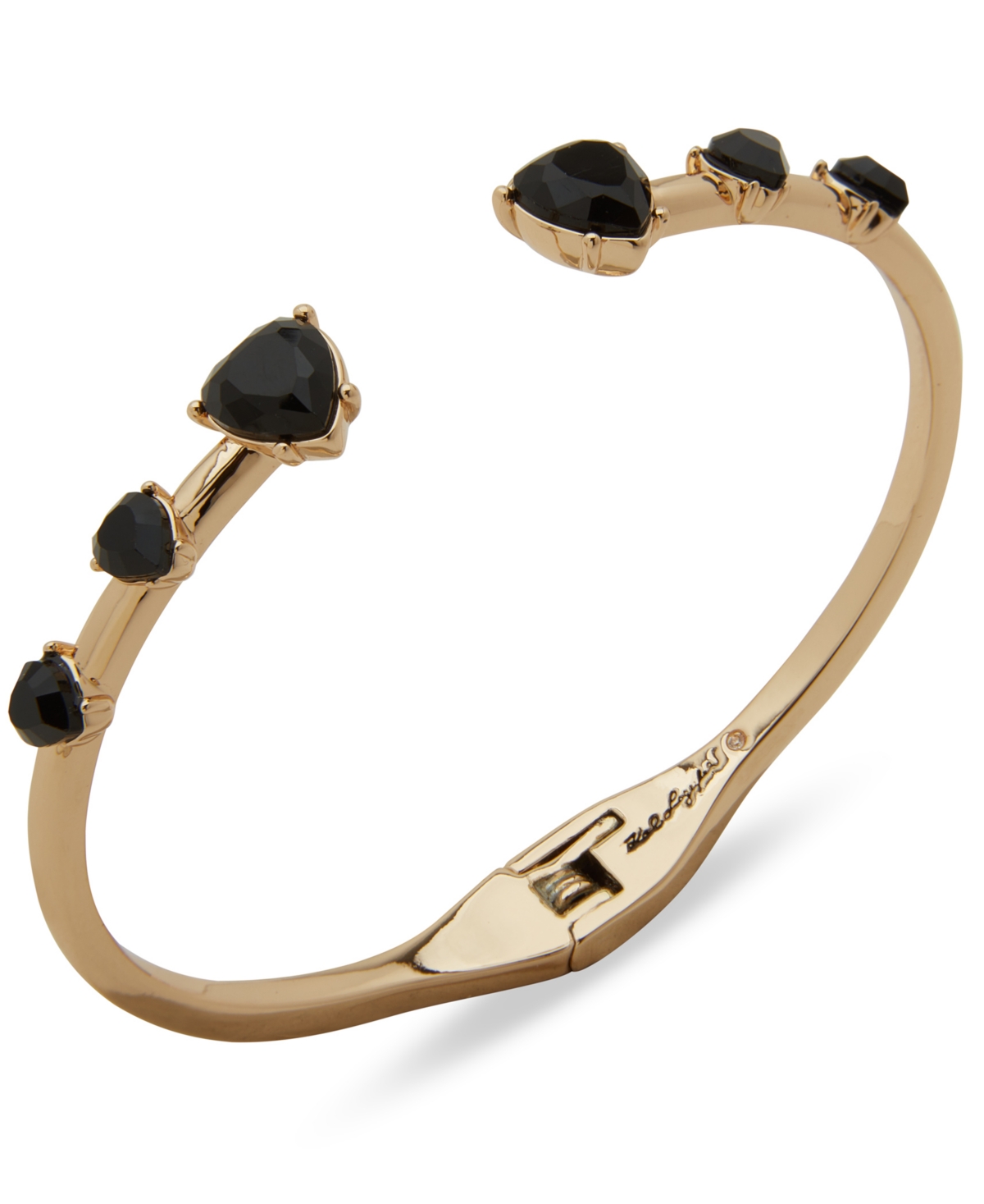 Karl Lagerfeld Black Stone Heart Cuff Bracelet