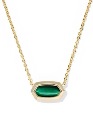 Imitation Pearl 14k Gold Plated Over Brass Elisa Bezel Short Pendant Necklace