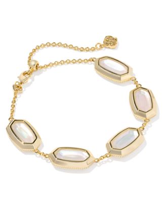 Kendra Scott - Imitation Pearl 14K Gold Plated Over Brass Elaina Bezel Chain Bracelet