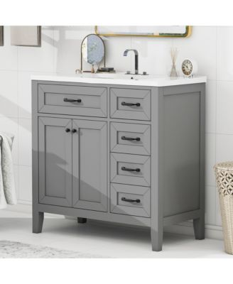 36" Bathroom Vanity with Sink Combo, Cabinet with Drawers, Solid Frame and MDF Board