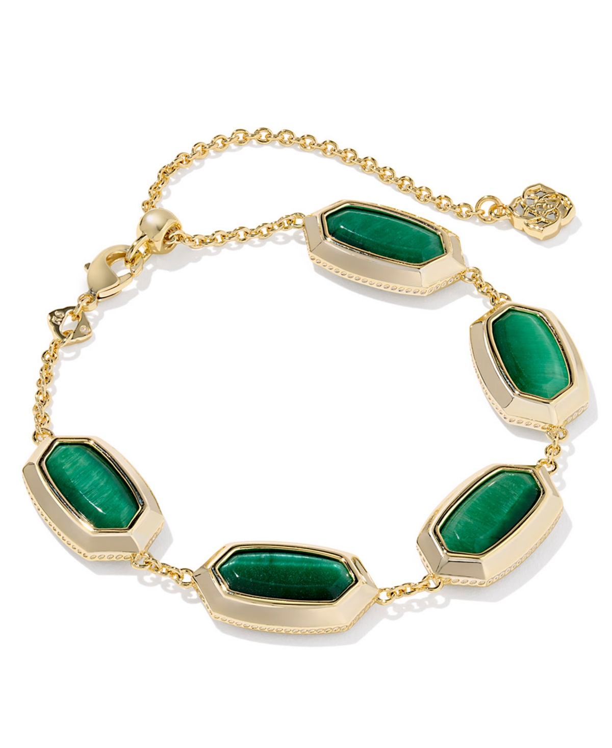 Kendra Scott Imitation Pearl 14k Gold Plated Over Brass Elaina Bezel Chain Bracelet In Gold