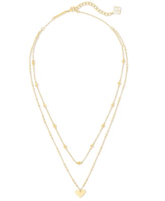 14k Gold Plated Ari Heart Multi Strand Necklace