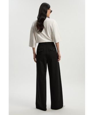 Women's Ponte PU Wide Leg Pants.