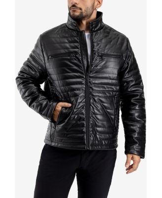 Men's PU Quilted Jacket With Faux Shearling Lining