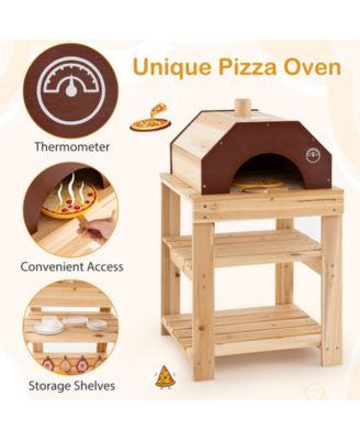 3-Piece Outdoor Kitchen Set Mud Kitchen with Separate BBQ Grill and Pizza Oven