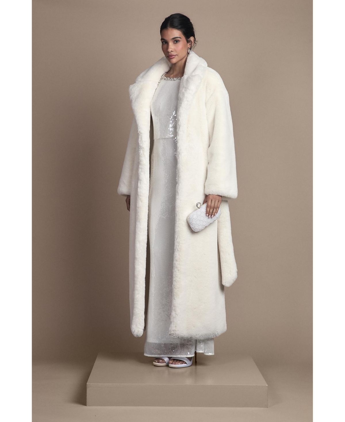 Coast Women's Occasion Belted Longline Fur Coat
