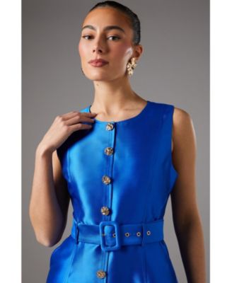 Women's Button Through Belted Prom Dress