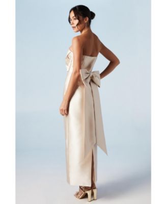 Women's Bandeau Twill Bow Back Bridesmaids Dress