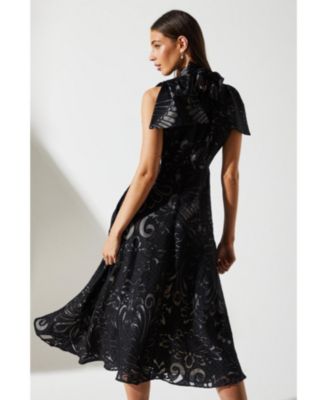 Women's Bow Sleeve Jacquard Dress